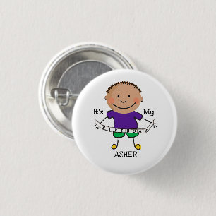 Stick figur Boy Det är min födelsedag Knapp
