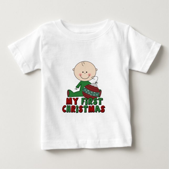 Stick figur Boy Första jul T-shirt (Framsida)