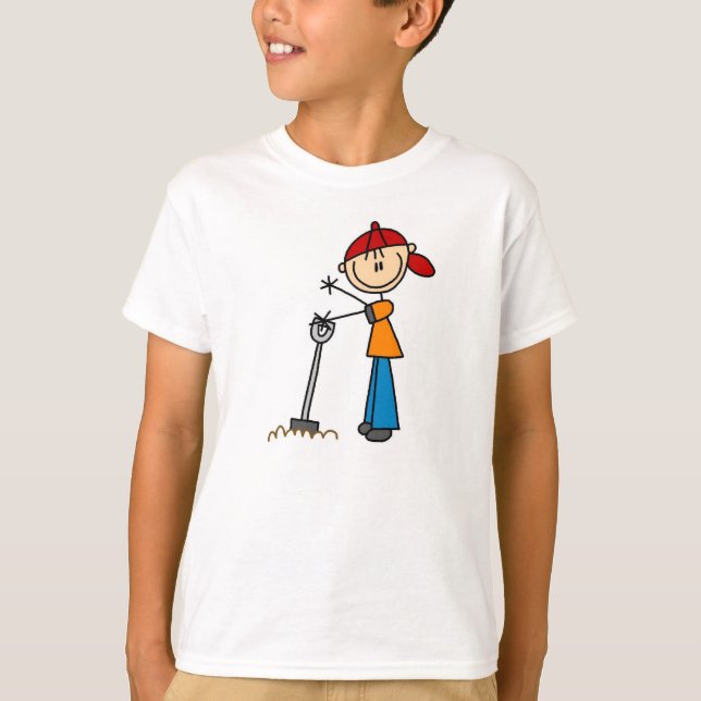 Stick figur Boy med Shovel T-shirt (Framsida)