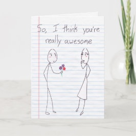 Stick figur Boy to Girl Valentine Helgkort