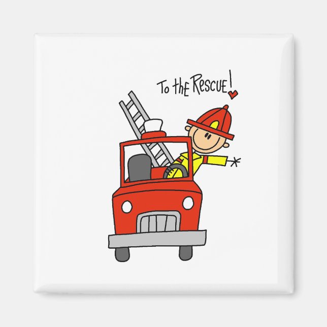 Stick figur-brandman med eldmotormagnet magnet (Framsidan)