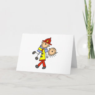 Stick figur-brandman räddar livskort kort