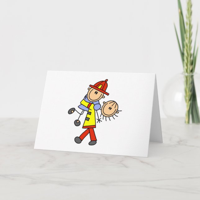 Stick figur-brandman räddar livskort kort (Framsida)