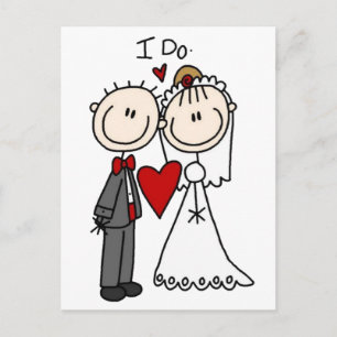 Stick figur Bride & Groom Bröllop spara datum Vykort