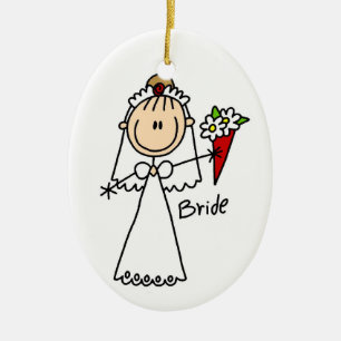 Stick figur Bride T-tröjor och presenter Julgransprydnad Keramik