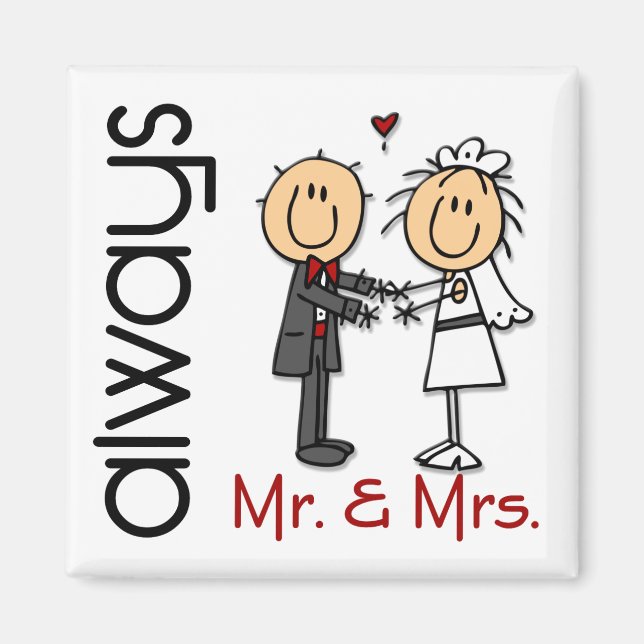 Stick figur Bröllop par Mr. & Mrs. Alltid Magnet (Framsidan)