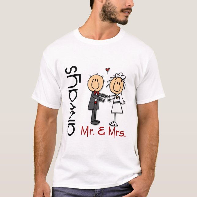 Stick figur Bröllop par Mr. & Mrs. Alltid T-shirt (Framsida)