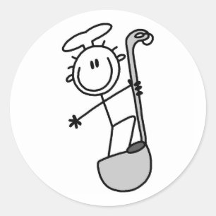 Stick figur Chef med Ladle Runt Klistermärke