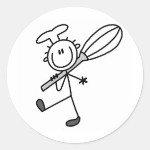 Stick figur Chef med Whipper Runt Klistermärke