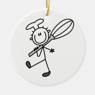 Stick figur Chef with Whisk Julgransprydnad Keramik