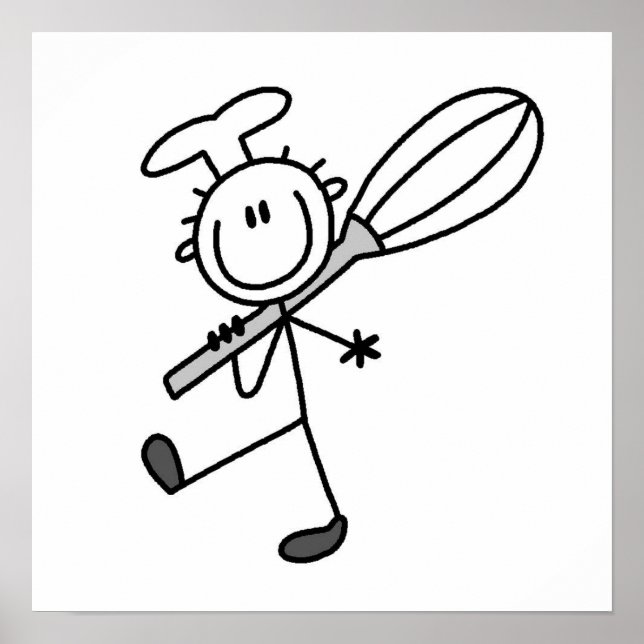Stick figur Chef with Whisk Poster (Framsidan)