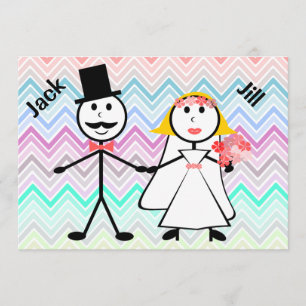 Stick figur Chevron-Jacken och Jill-Möhippan Inbjudningar