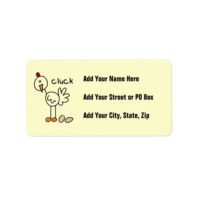 Stick figur Chicken T-shirts och gåvor Adressetikett (Framsidan)