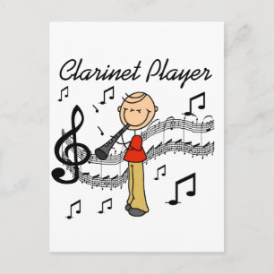 stick figur Clarinet Player Tshirts och presenter Vykort