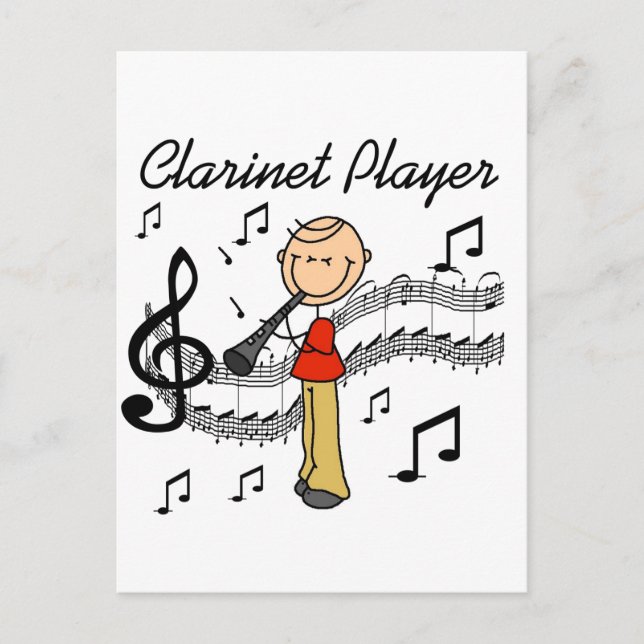 Stick figur Clarinet Player Tshirts och presenter Vykort (Framsida)