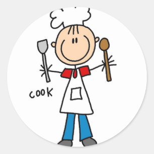 Stick figur Cook Sticker Runt Klistermärke