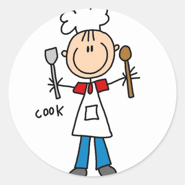 Stick figur Cook Sticker Runt Klistermärke (Framsida)