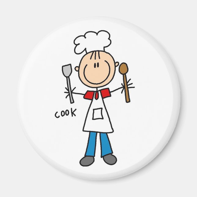 Stick figur Cook T-shirts och presenter Magnet (Framsidan)