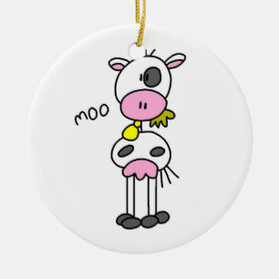 Stick figur Cow T-shirts och GIfts Julgransprydnad Keramik