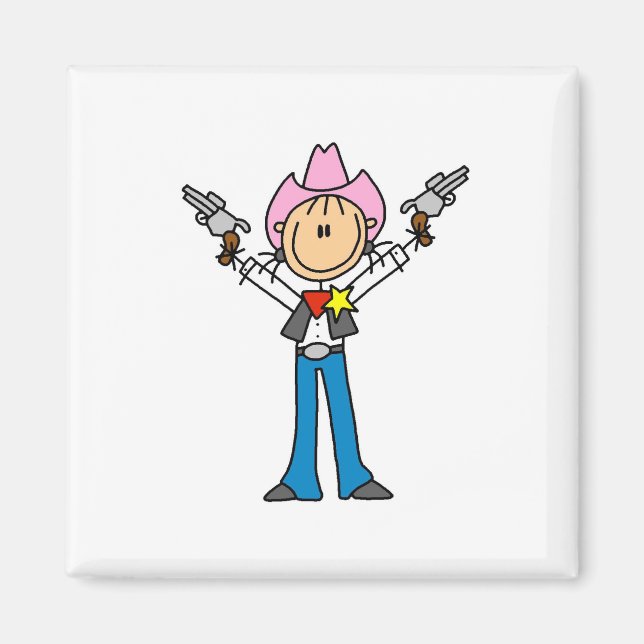 Stick figur Cowgirl sheriff Magnet (Framsidan)