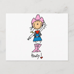 stick figur Cowgirl T-shirts and Gifts Vykort