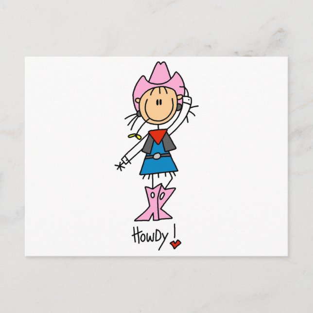 stick figur Cowgirl T-shirts and Gifts Vykort (Framsida)