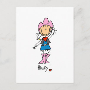 stick figur Cowgirl T-shirts and Gifts Vykort