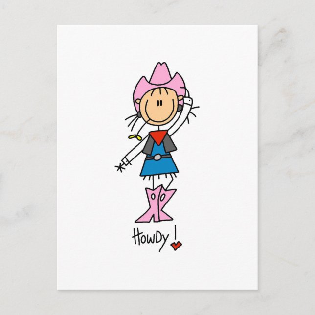 stick figur Cowgirl T-shirts and Gifts Vykort (Framsida)
