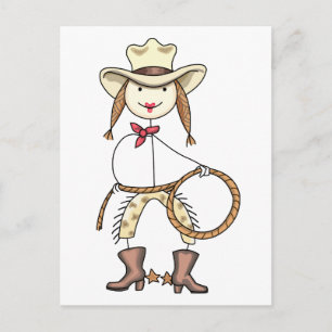 Stick figur Cowgirl Vykort