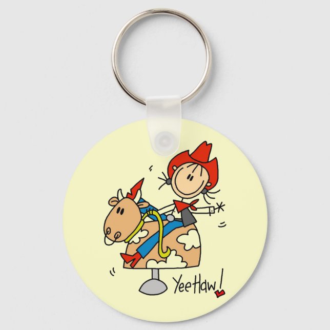 Stick figur Cowgirl Yee Haw Tshirts and Gifts Nyckelring (Framsida)