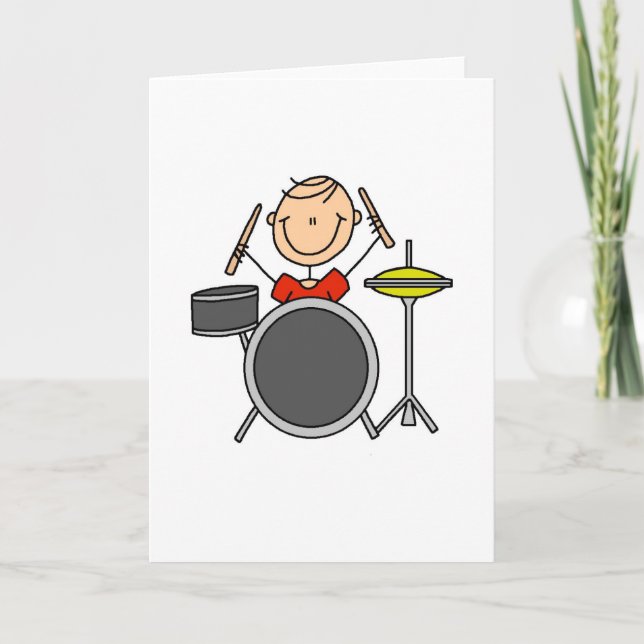 Stick figur Drummer Card Kort (Framsida)