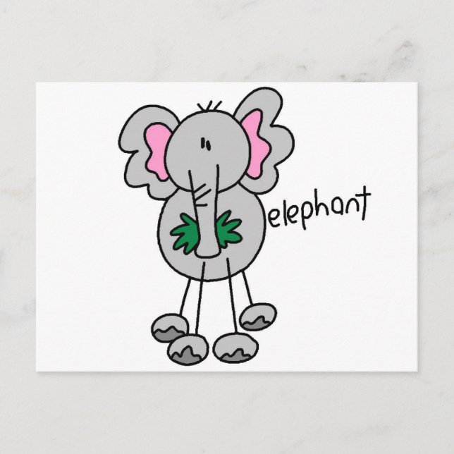 stick figur Elephant Tshirts och Gifts Vykort (Framsida)