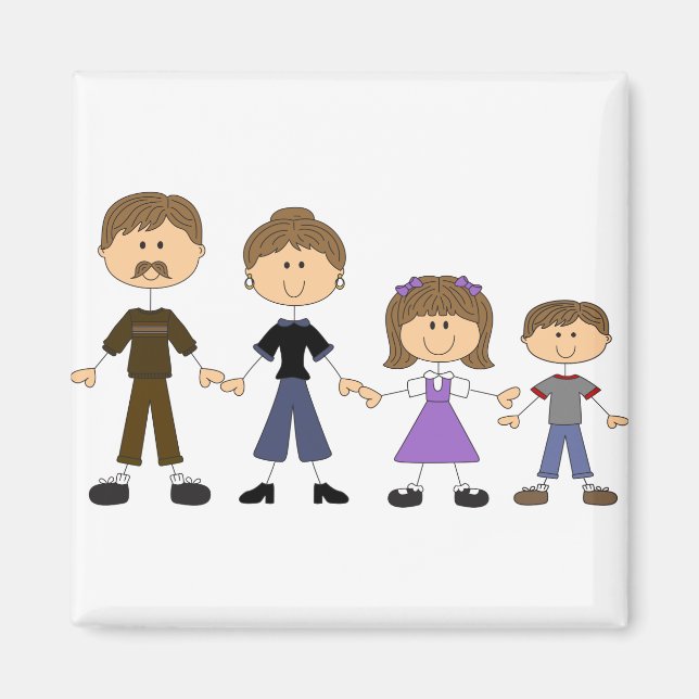 Stick figur-familjen magnet (Framsidan)