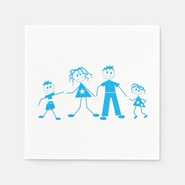 Stick figur Family Napkins Pappersservett (Framsidan)