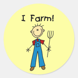 Stick figur Farmer Tshirts och presenter Runt Klistermärke