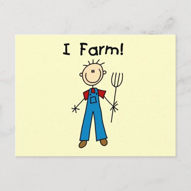 Stick figur Farmer Tshirts och presenter Vykort (Framsida)