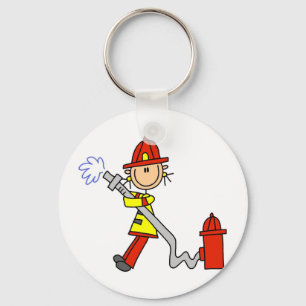 Stick figur Firefighter med Hose Nyckelring