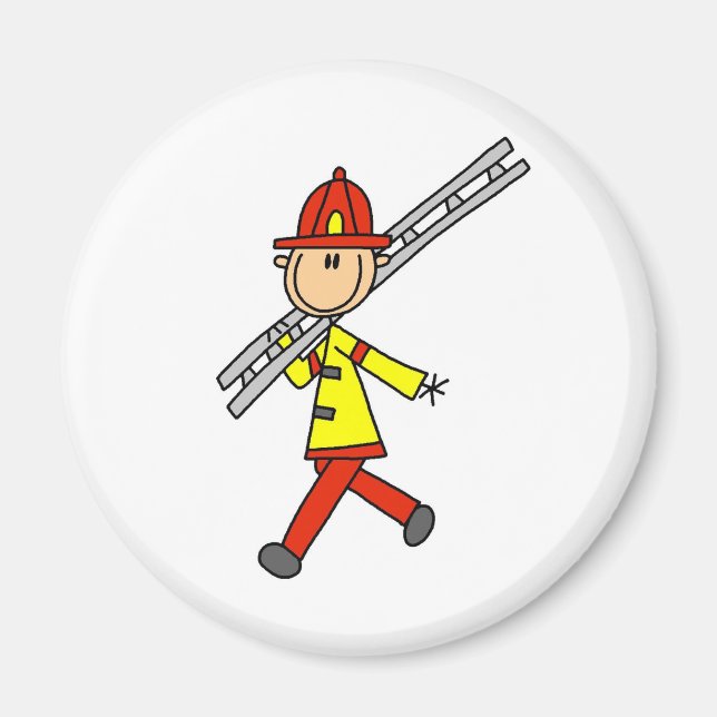 Stick figur Firefighter med Ladder Magnet (Framsidan)