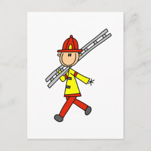 stick figur Firefighter med Ladder Vykort