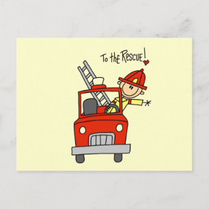 stick figur Firefighter till Räddingen Vykort