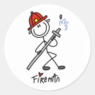 Stick figur Fireman Runt Klistermärke