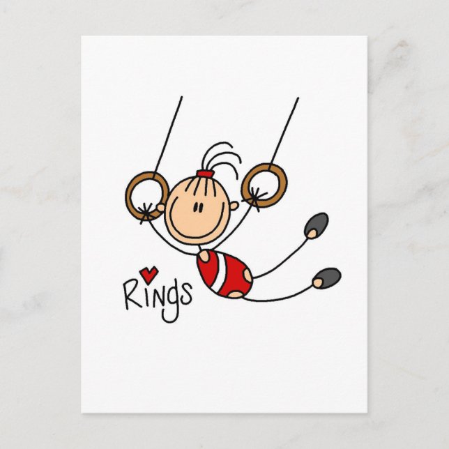 Stick figur flicka på Ringar Tshirts och presenter Vykort (Framsida)