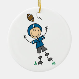 Stick figur Football Blue Julgransprydnad Keramik