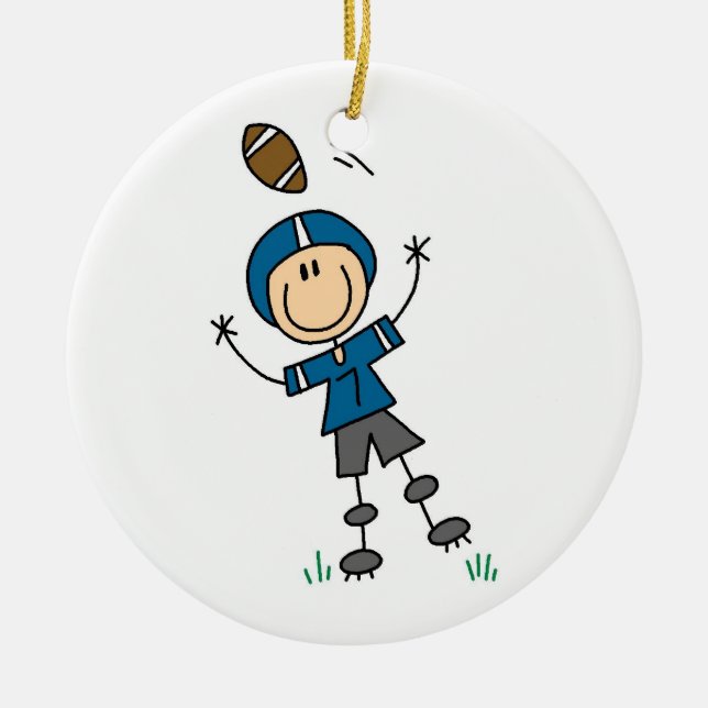 Stick figur Football Blue Julgransprydnad Keramik (Framsidan)