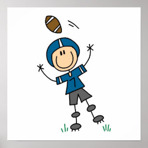 Stick figur Football Blue Poster
