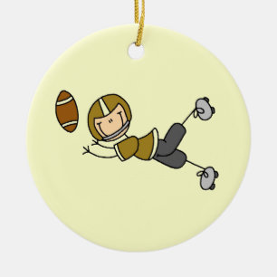 Stick figur Football Guld Julgransprydnad Keramik
