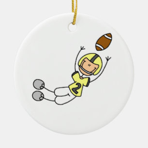 Stick figur Football Gult Julgransprydnad Keramik