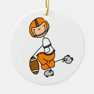 Stick figur Football Orange Julgransprydnad Keramik