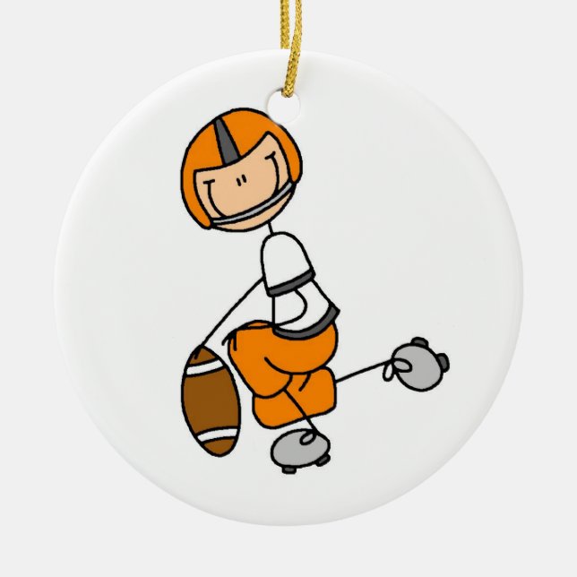 Stick figur Football Orange Julgransprydnad Keramik (Framsidan)