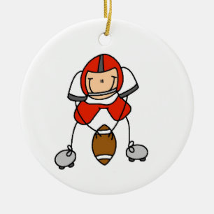 Stick figur Football Red Julgransprydnad Keramik